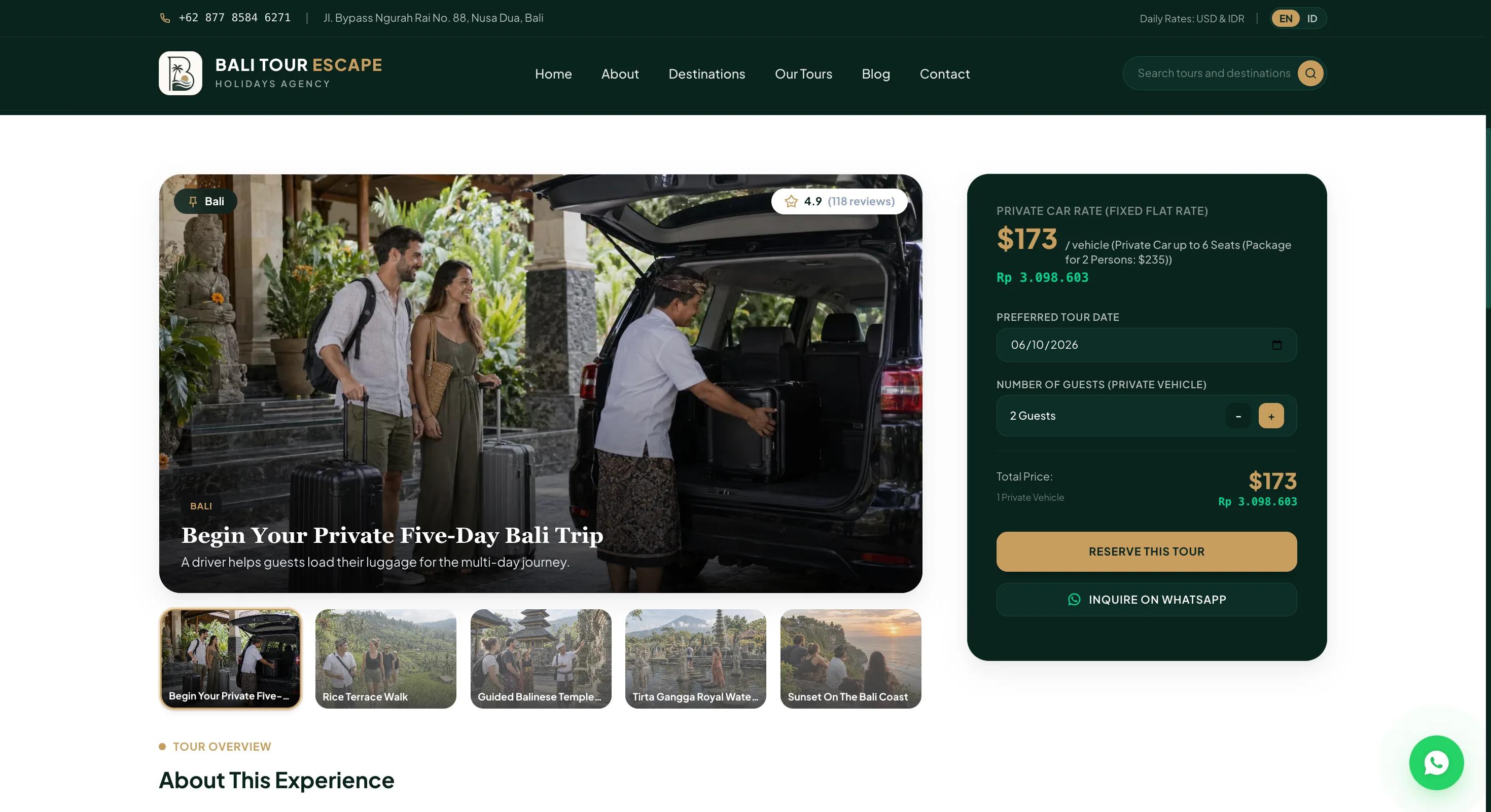 Bali Tour Escape 5-days tour package detail